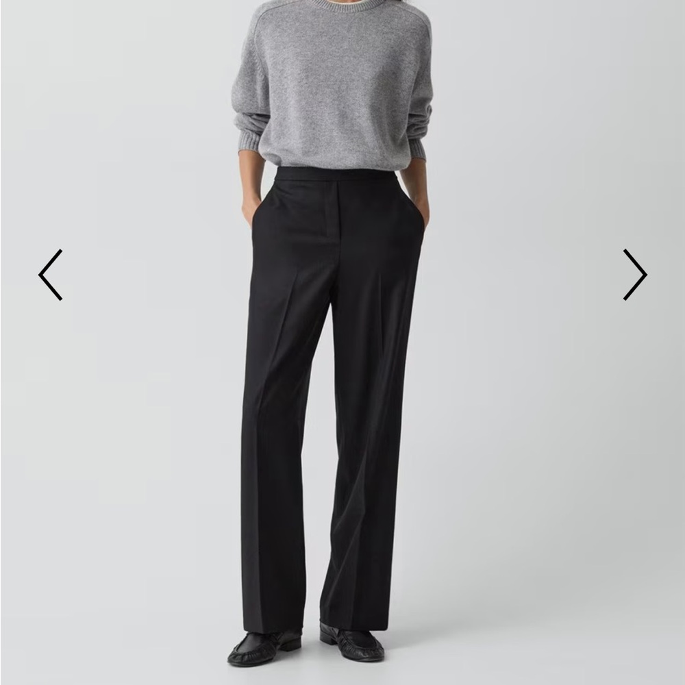 Theory Black Wide Leg Pants in Sleek Flannel - size 2